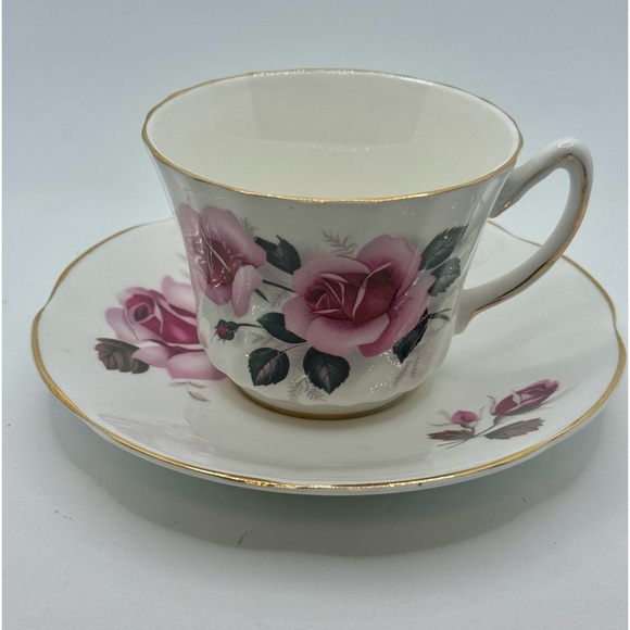 Vintage Royal Sutherland Teacup & Saucer Pink Rose Fine Bone China England - Picture 4 of 9